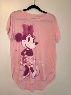 Disney Minnie Mouse Pink Graphic Tee Juniors XL 15/17 Disney 100 Shirt